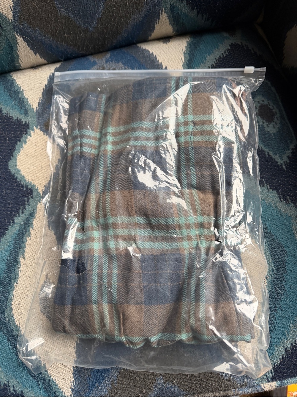 Kids Plaid Pajama Bottoms - Brown & Blue - Picture 2 of 5